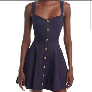 Aqua Navy Button-Front Mini Dress